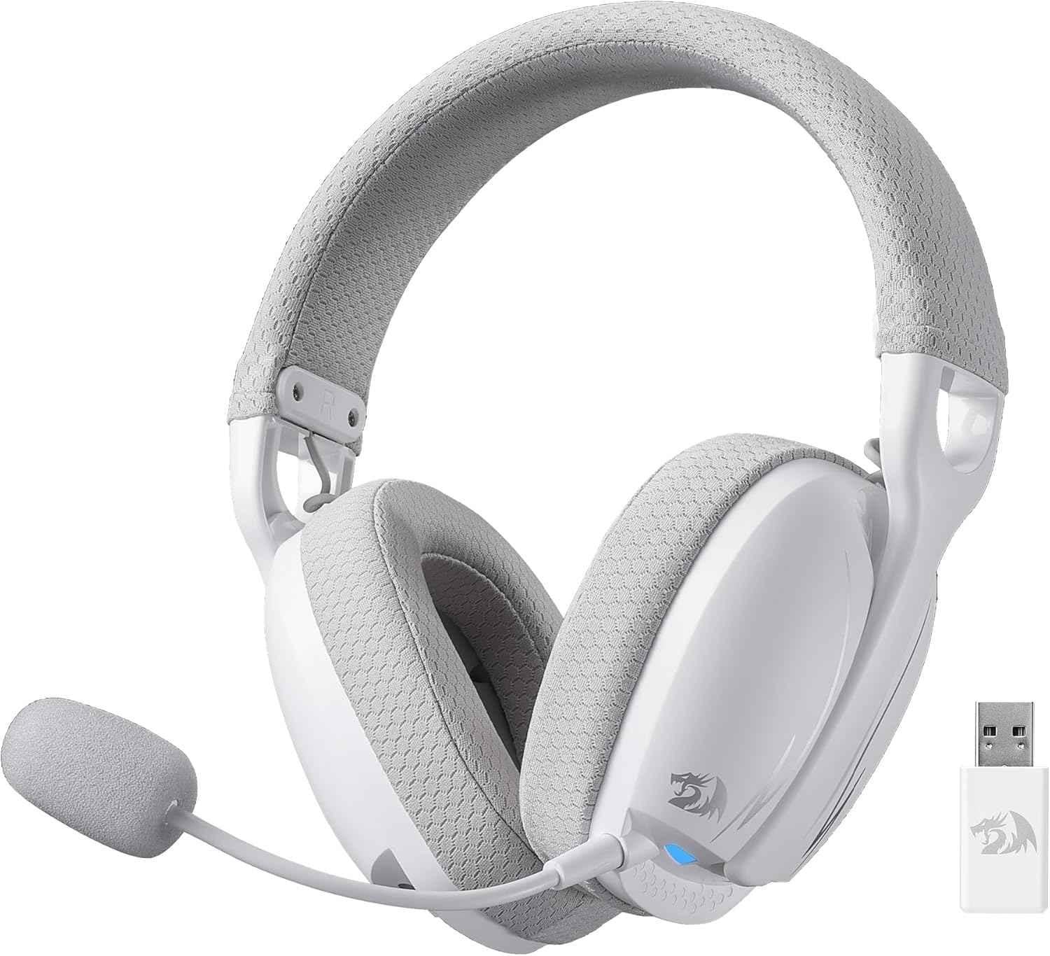 Redragon h878 wireless gaming headset - lightweight 3-mode design with blue lighting and 7.1 surround sound - audio