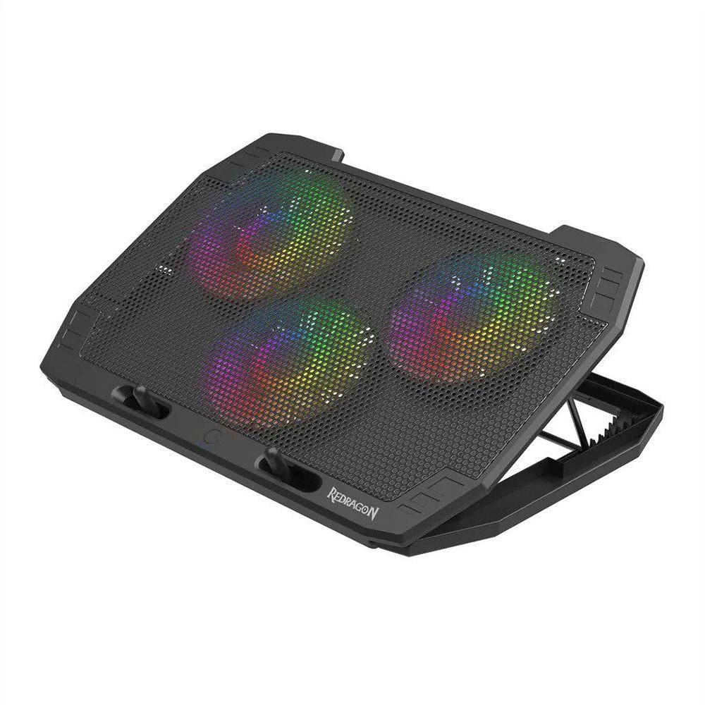 Redragon Ingrid Gcp511 Laptop Cooler 3 Fans Rgb Up to 17 Black - Gameonjo