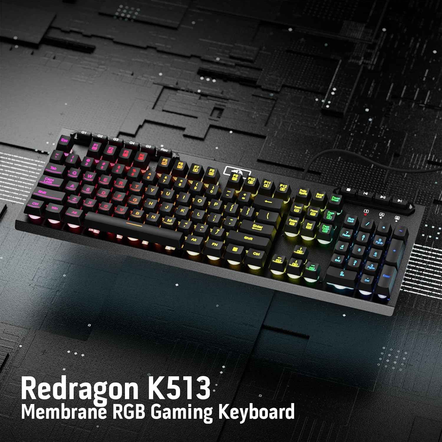 Redragon K513 Rgb Membrane Gaming Keyboard, Standard 104 Keys Linear