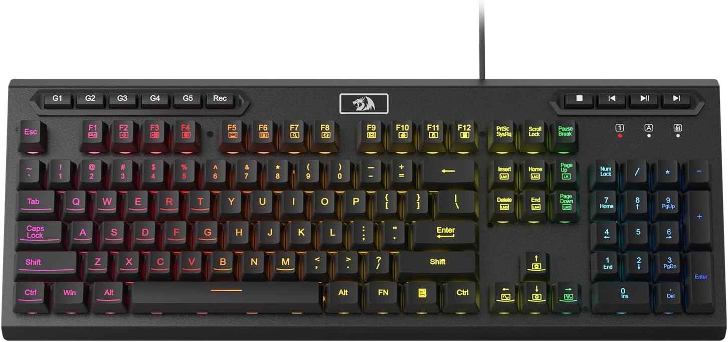 Redragon K513 Rgb Membrane Gaming Keyboard, Standard 104 Keys Linear