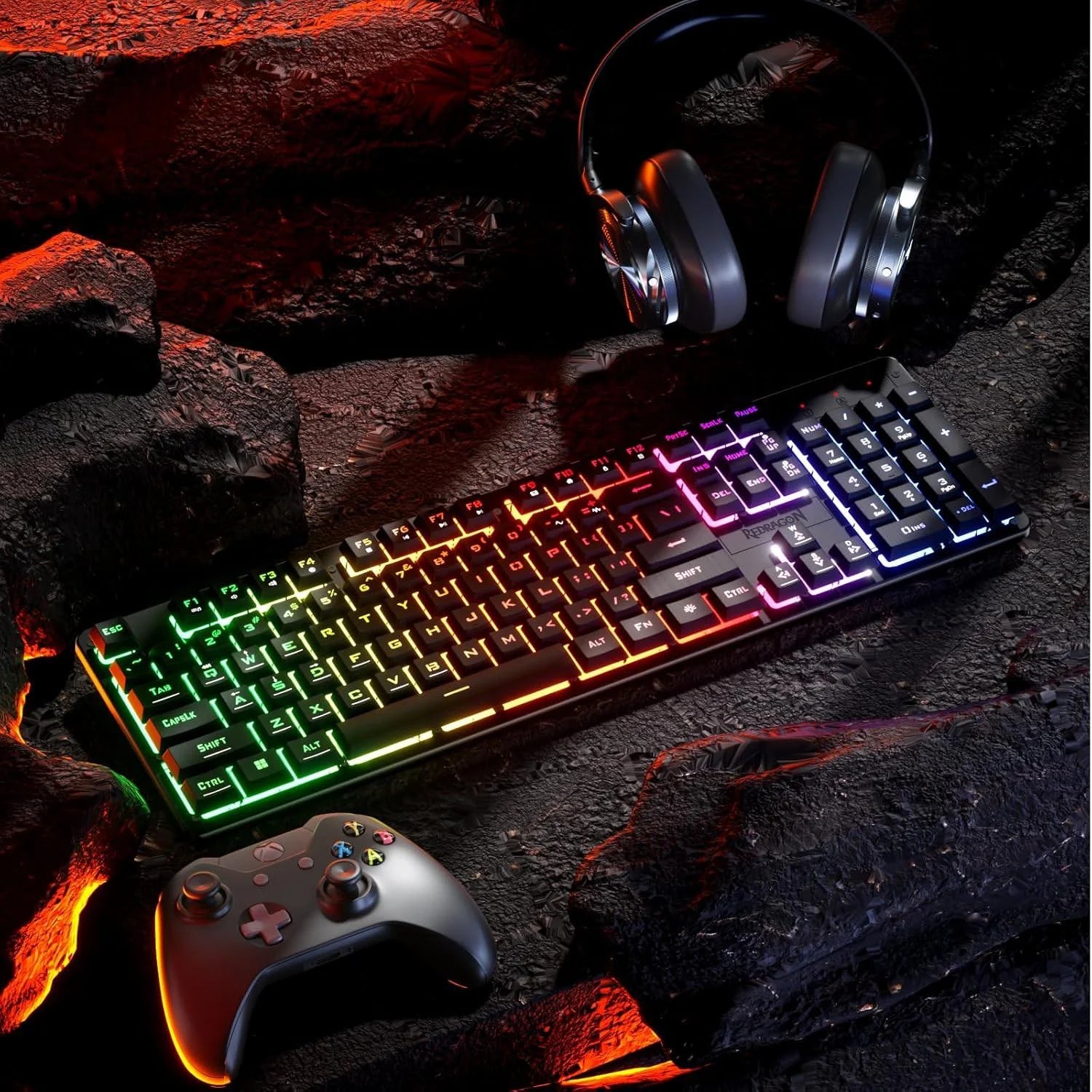 Redragon k521 upgrade rainbow led gaming keyboard 104 keys - keyboard
