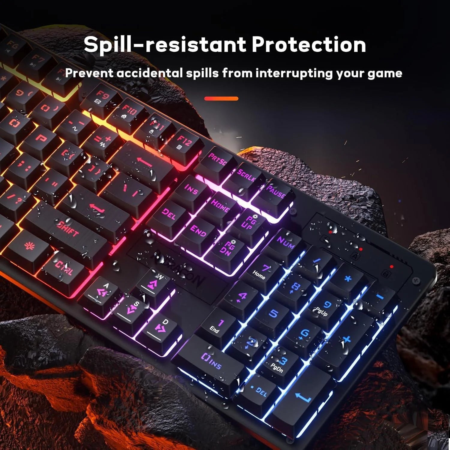 Redragon k521 upgrade rainbow led gaming keyboard 104 keys - keyboard