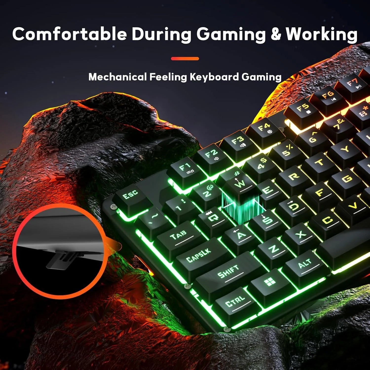 Redragon k521 upgrade rainbow led gaming keyboard 104 keys - keyboard