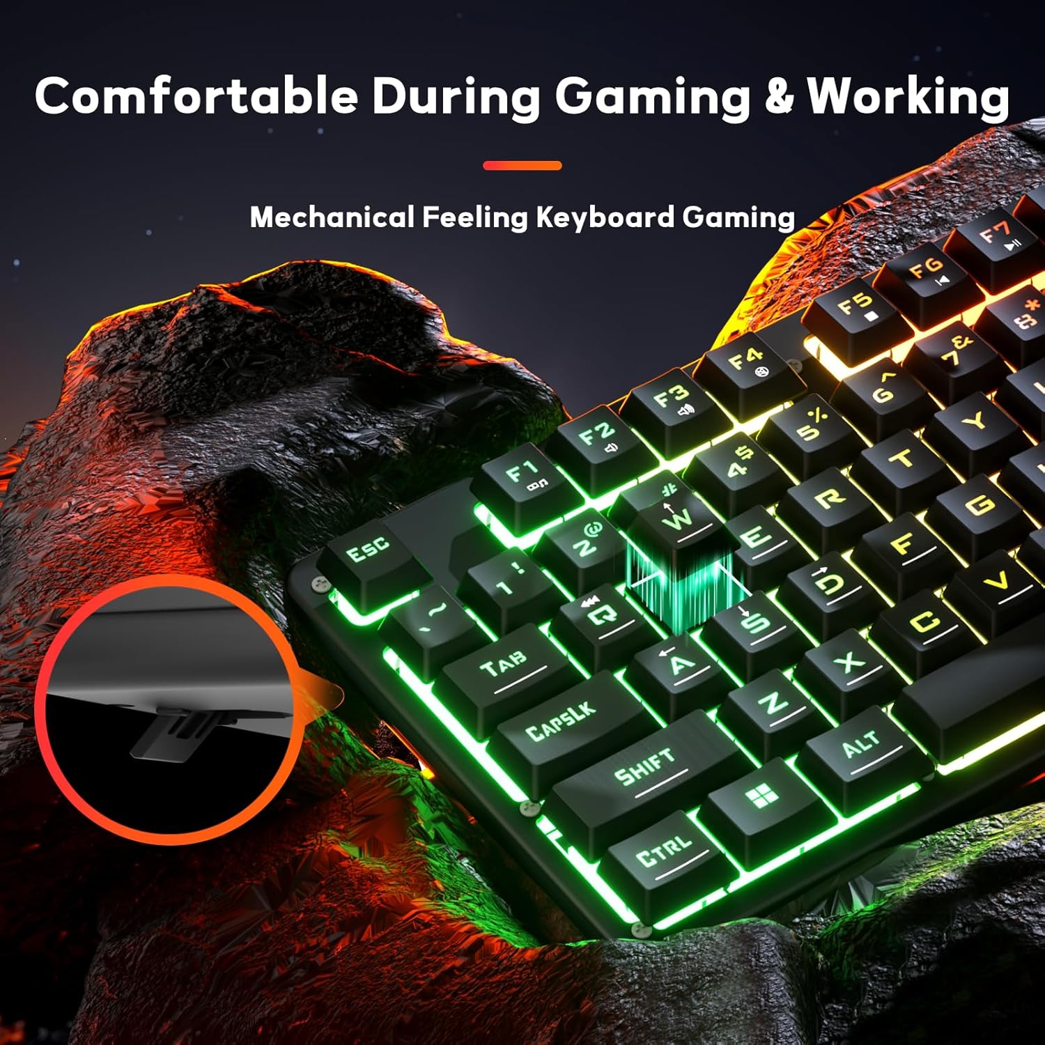 Redragon K521 Upgrade Rainbow Led Gaming Keyboard, 104 Keys