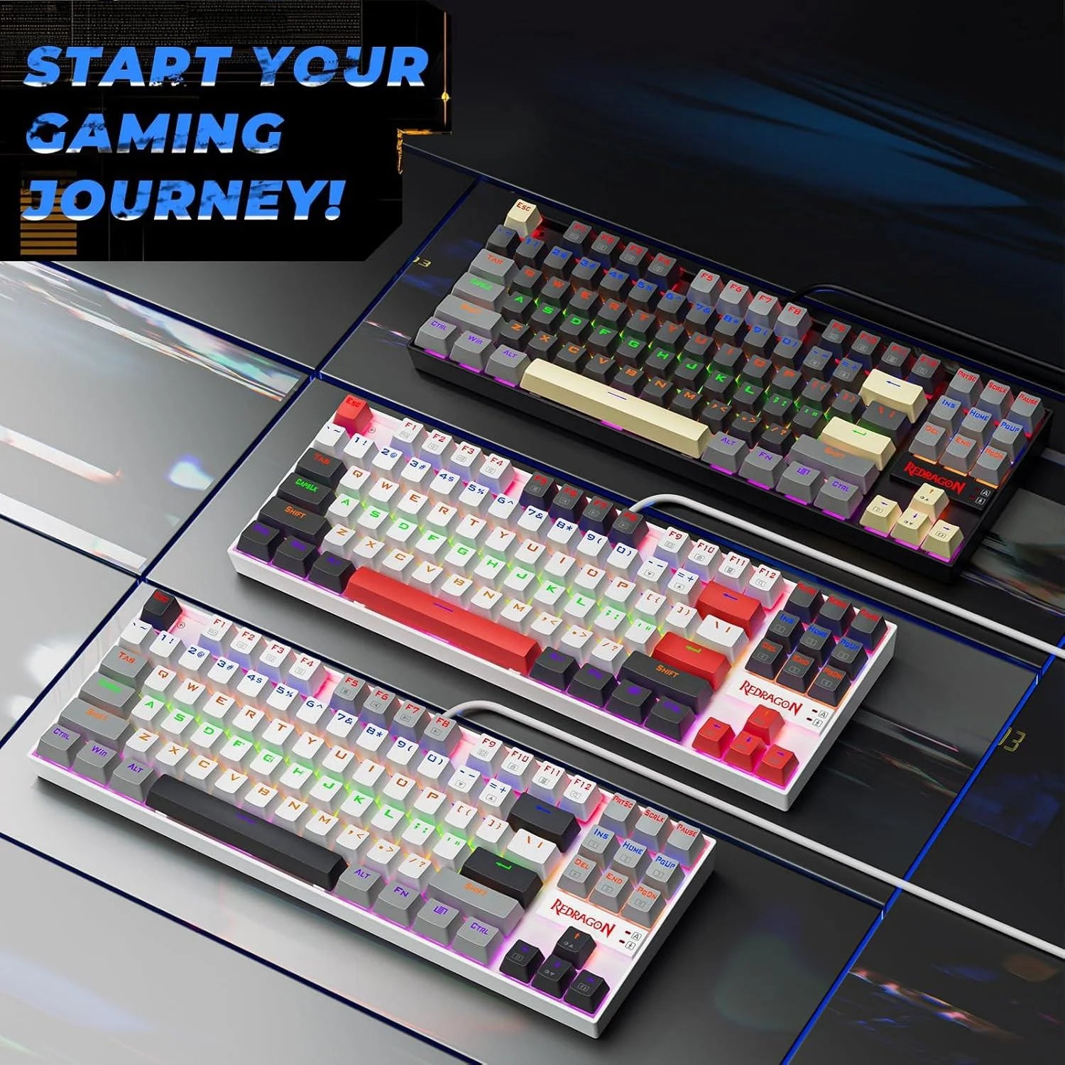 Redragon k552 mechanical gaming keyboard 87-key compact (polar monolith) - keyboard