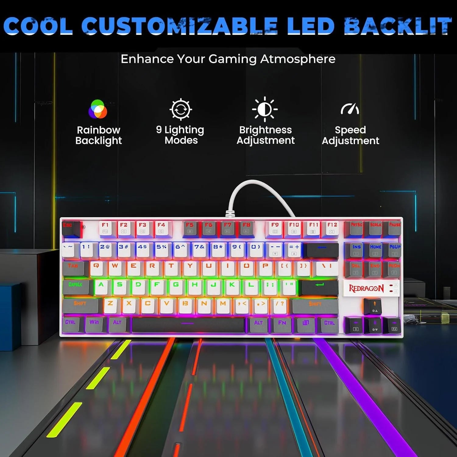 Redragon k552 mechanical gaming keyboard 87-key compact (polar monolith) - keyboard