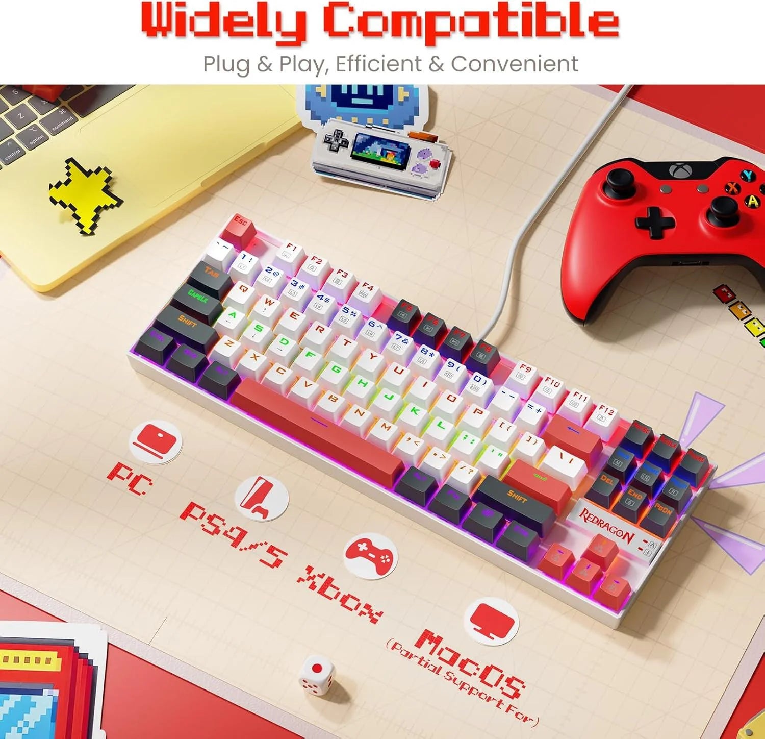 Redragon k552 mechanical gaming keyboard 87-key compact (neo nocturne) - key