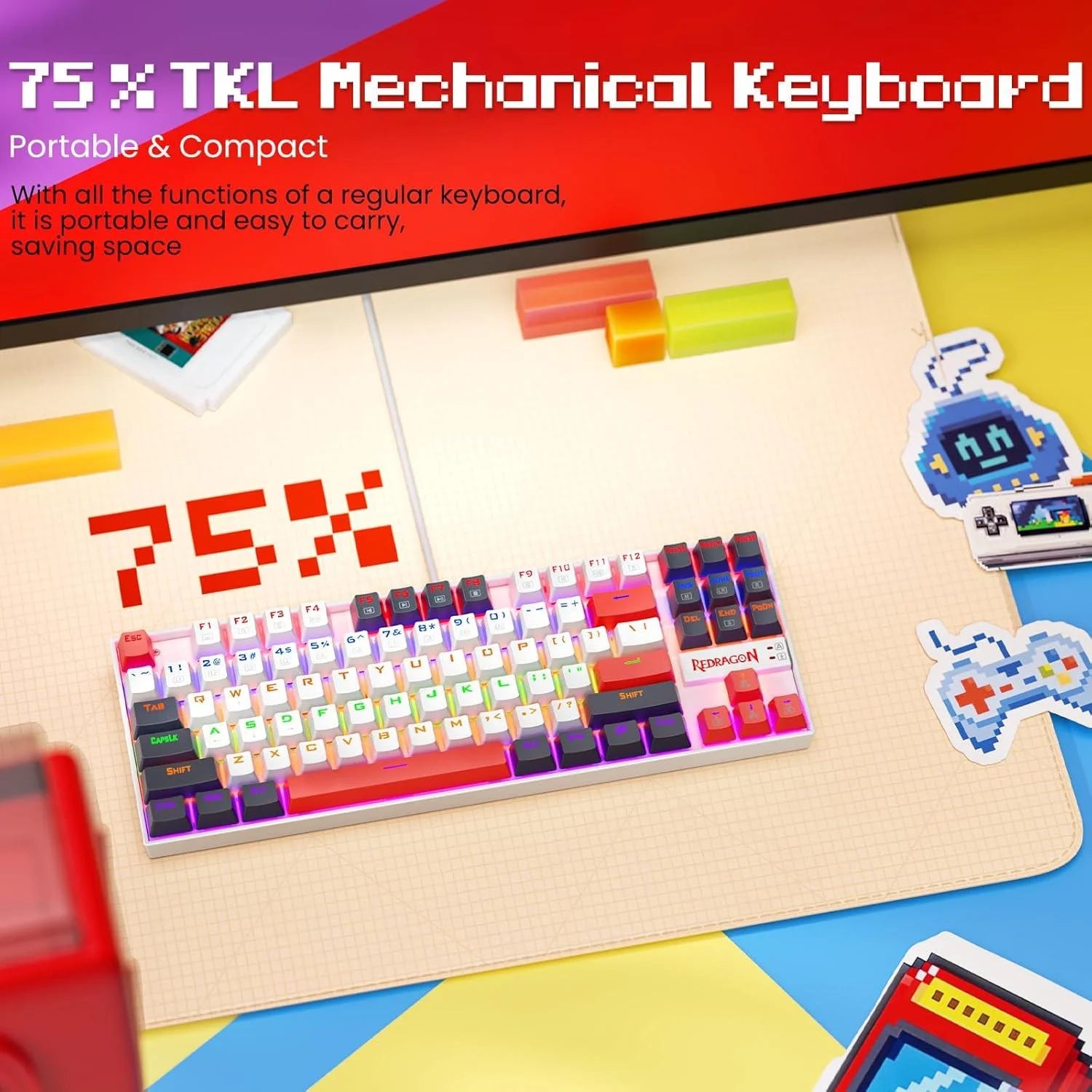 Redragon k552 mechanical gaming keyboard 87-key compact (neo nocturne) - key
