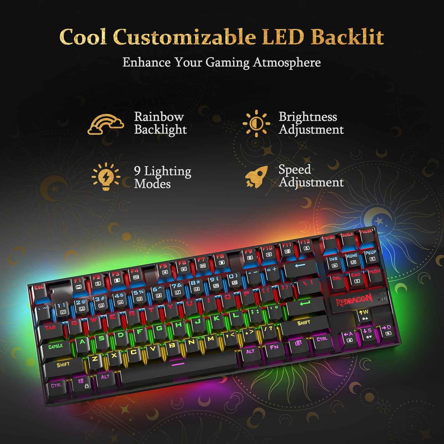 Redragon K552 Mechanical Gaming Keyboard English , Led Gaming Keyboard With, 87