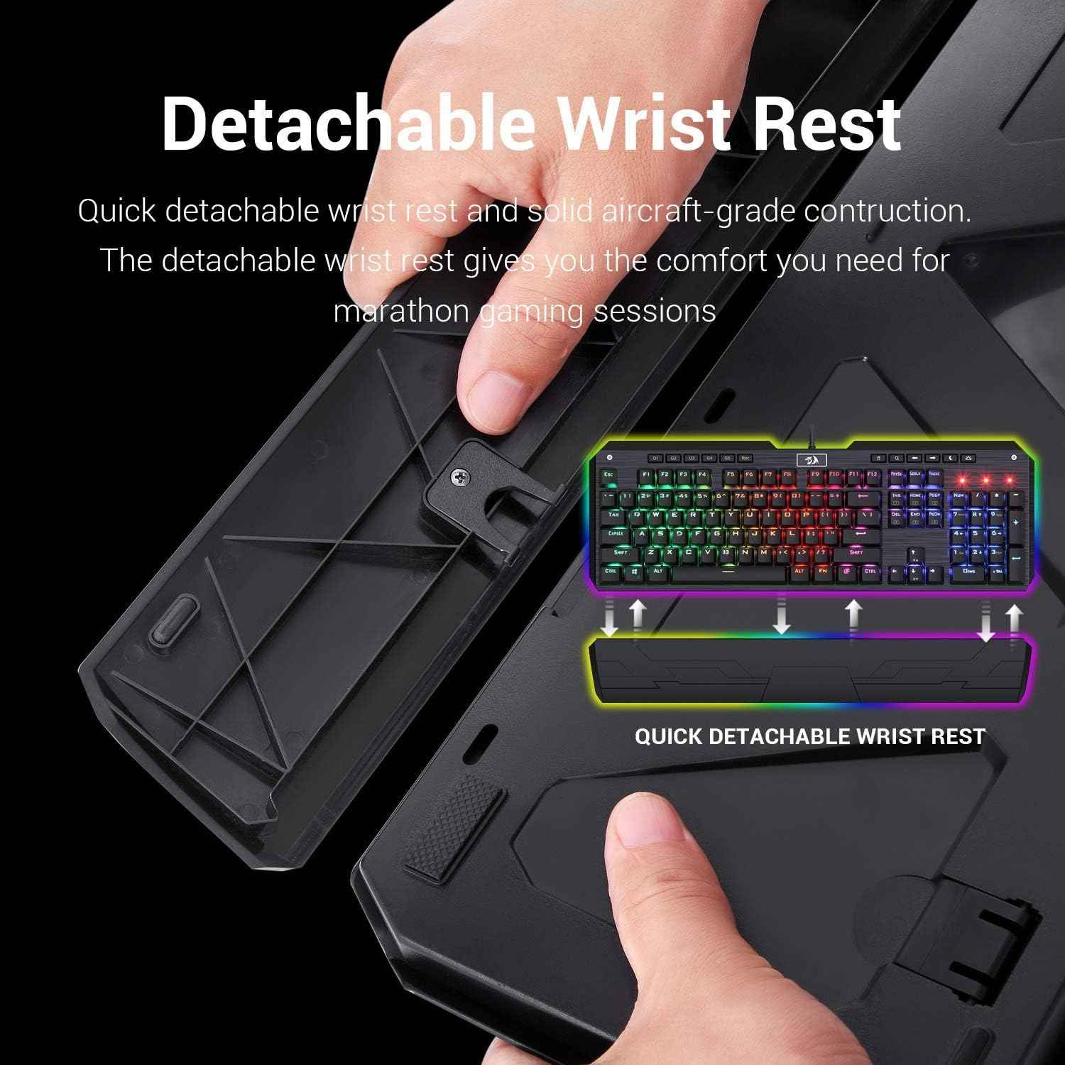 Redragon K555 Mechanical Gaming Keyboard with Blue Switches, Macro Recording,