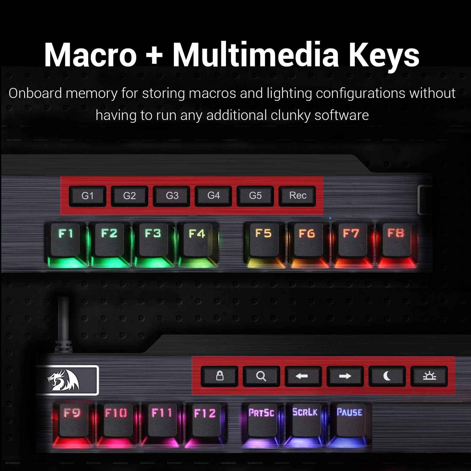 Redragon K555 Mechanical Gaming Keyboard with Blue Switches, Macro Recording,