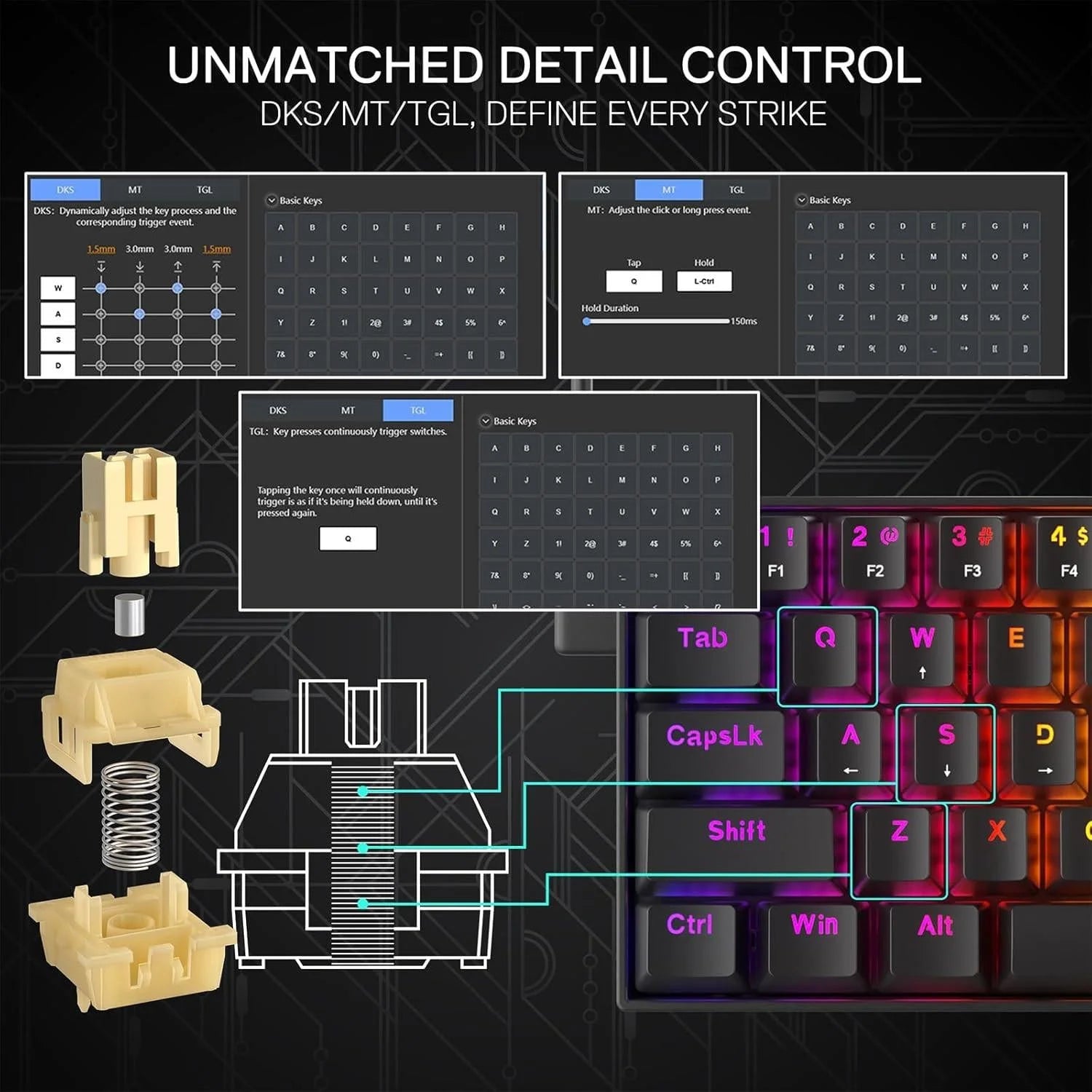 Redragon k617 he rapid trigger gaming keyboard 60% 61 keys wired essential black - keyboard