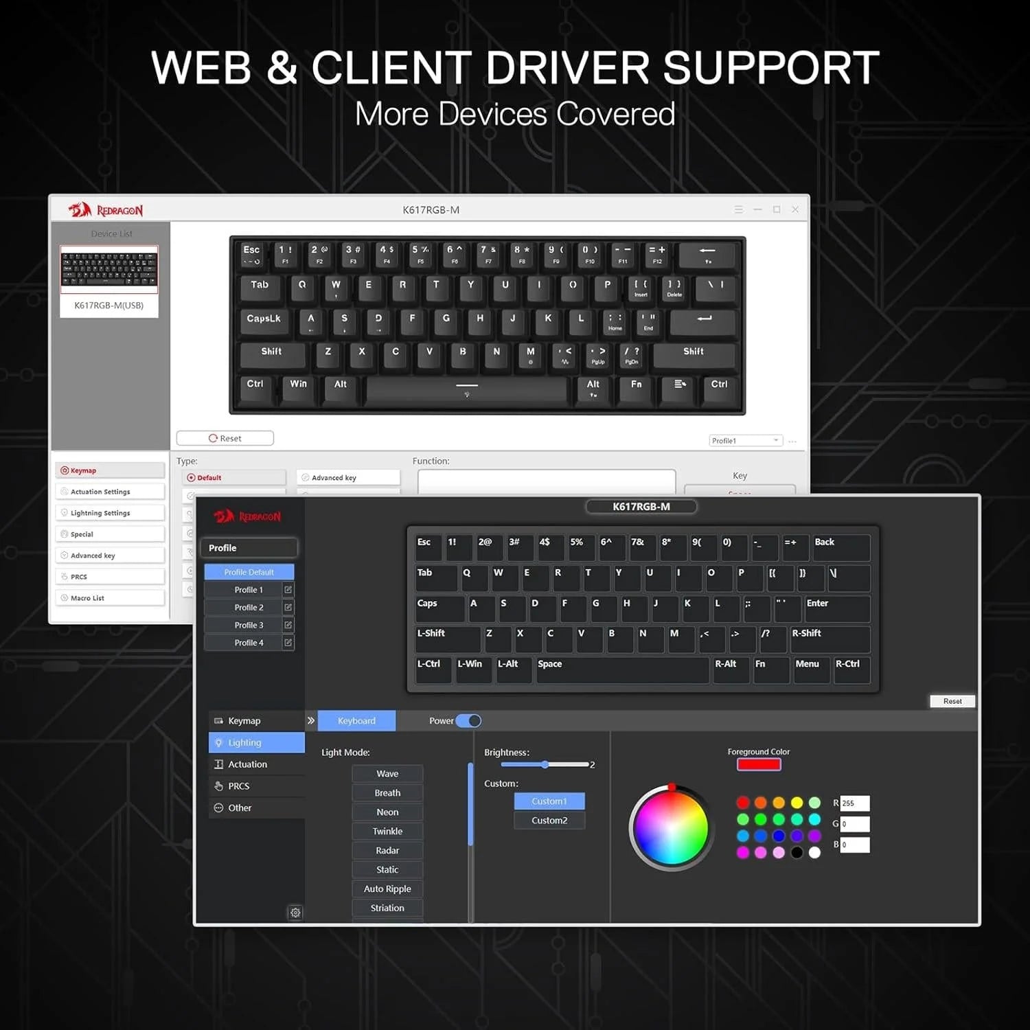 Redragon k617 he rapid trigger gaming keyboard 60% 61 keys wired essential black - keyboard