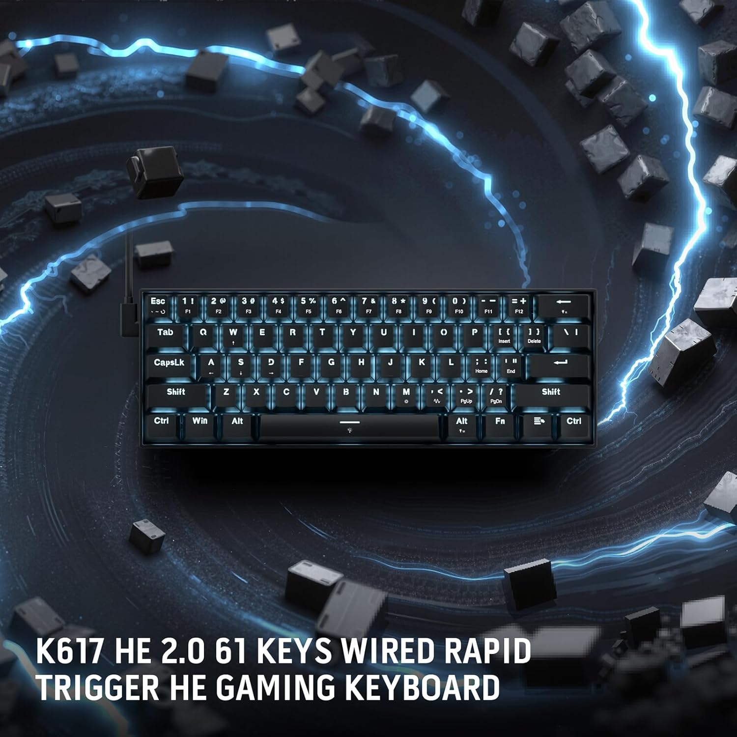 Redragon K617 he Rapid Trigger Gaming Keyboard, 60% 61 Keys Wired Essential Black