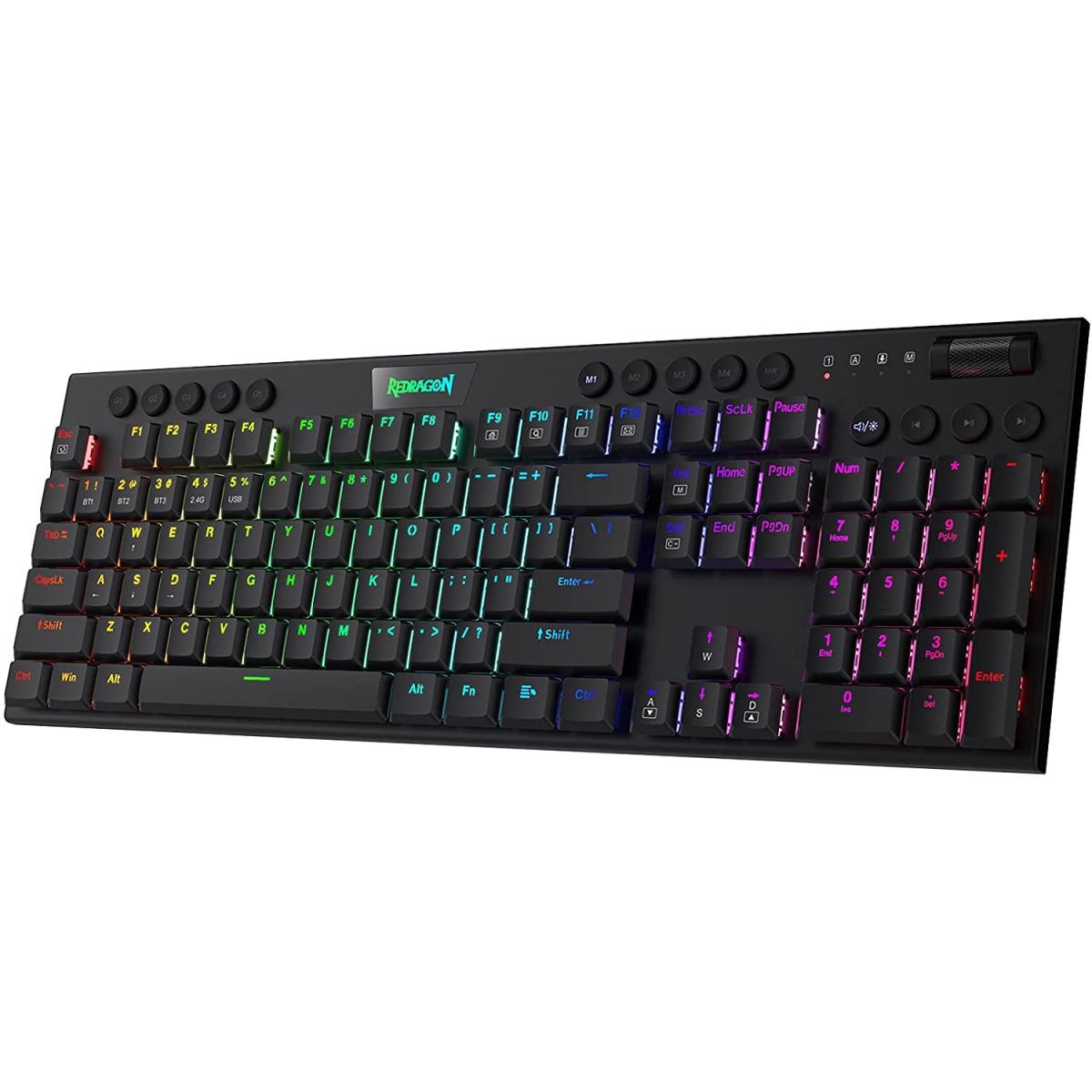 Redragon K619 Horus Rgb Wires Mechanical Low Profile Linear Red Switch - Black - Gameonjo