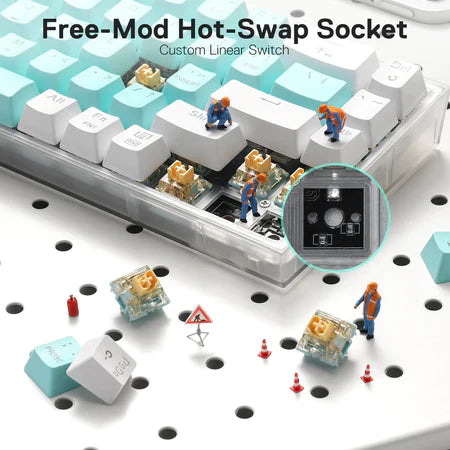 Redragon K631 Pro Wt 65% 3-mode Wireless Rgb Gaming Keyboard, 68 Keys