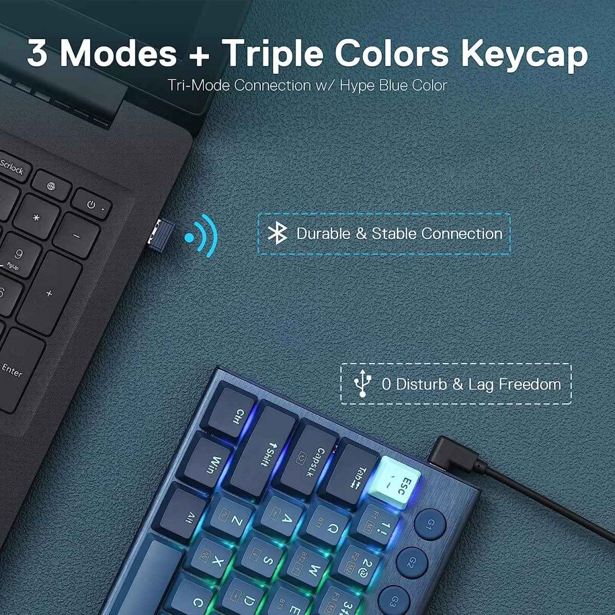 Redragon K632 Blue Pro 60% 3-mode Connection Rgb Mechanical Ultra-thin Low
