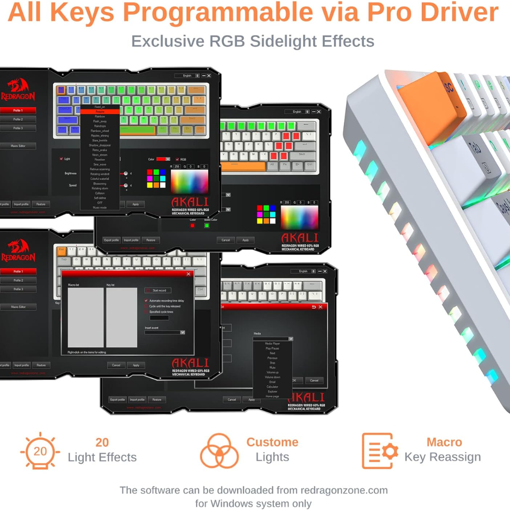 Redragon K642wgo Akali 60% Rgb Mechanical Keyboard - Gameonjo
