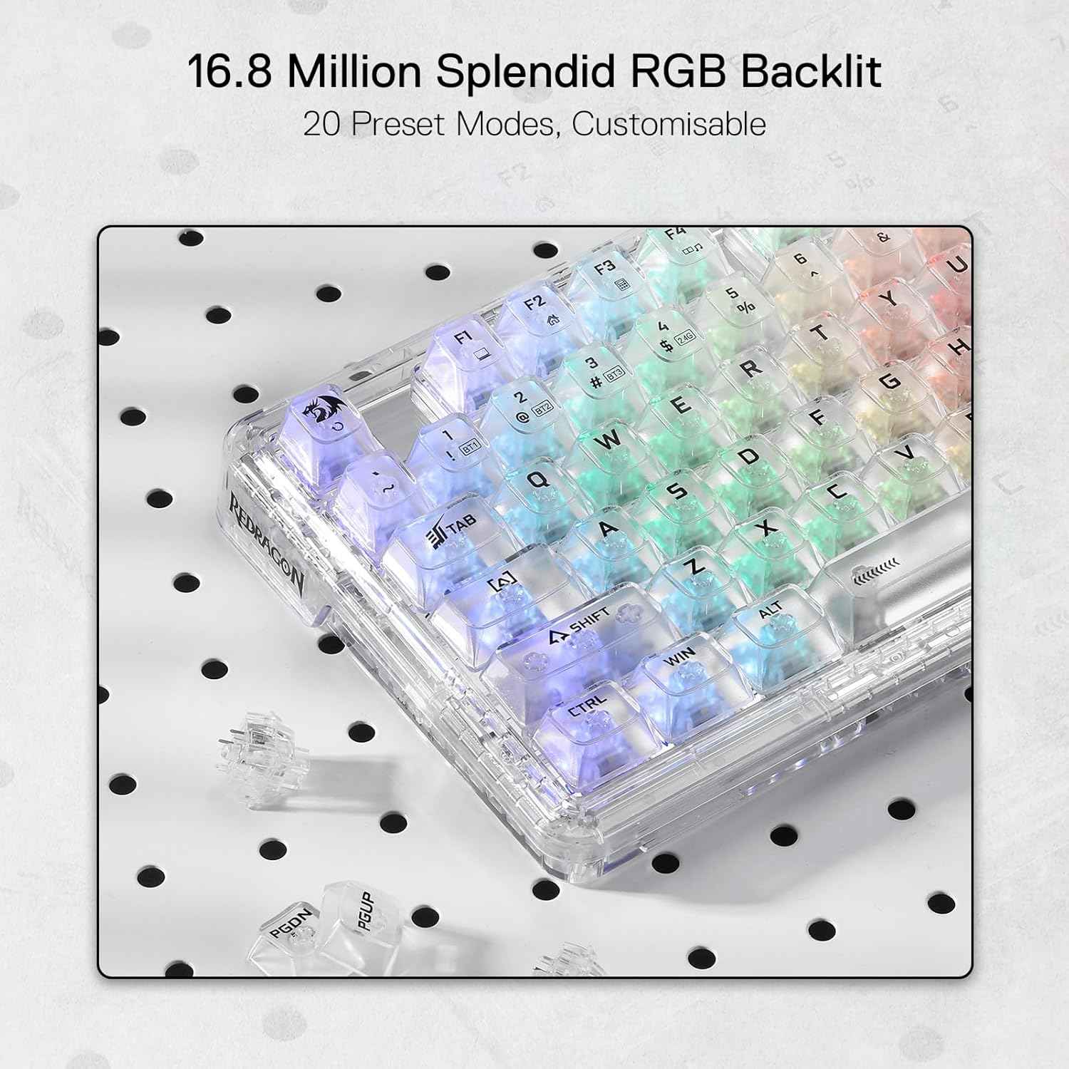 Redragon K649 Pro 78% Wireless Gasket Rgb Gaming Keyboard, 3-modes 82 Keys