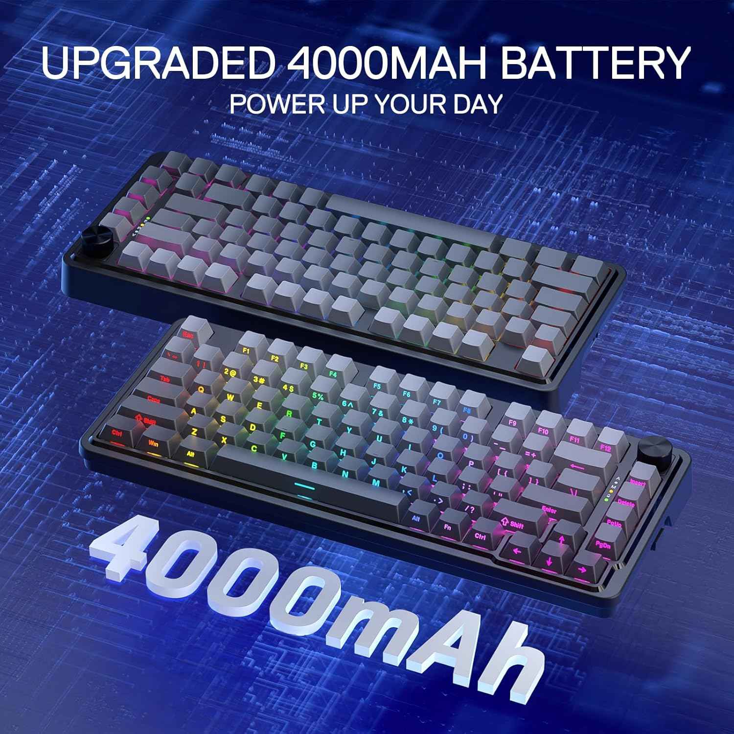 Redragon K673 Gb 75% Wireless Gasket Rgb Gaming Keyboard, 3-modes 81 Keys Pbt