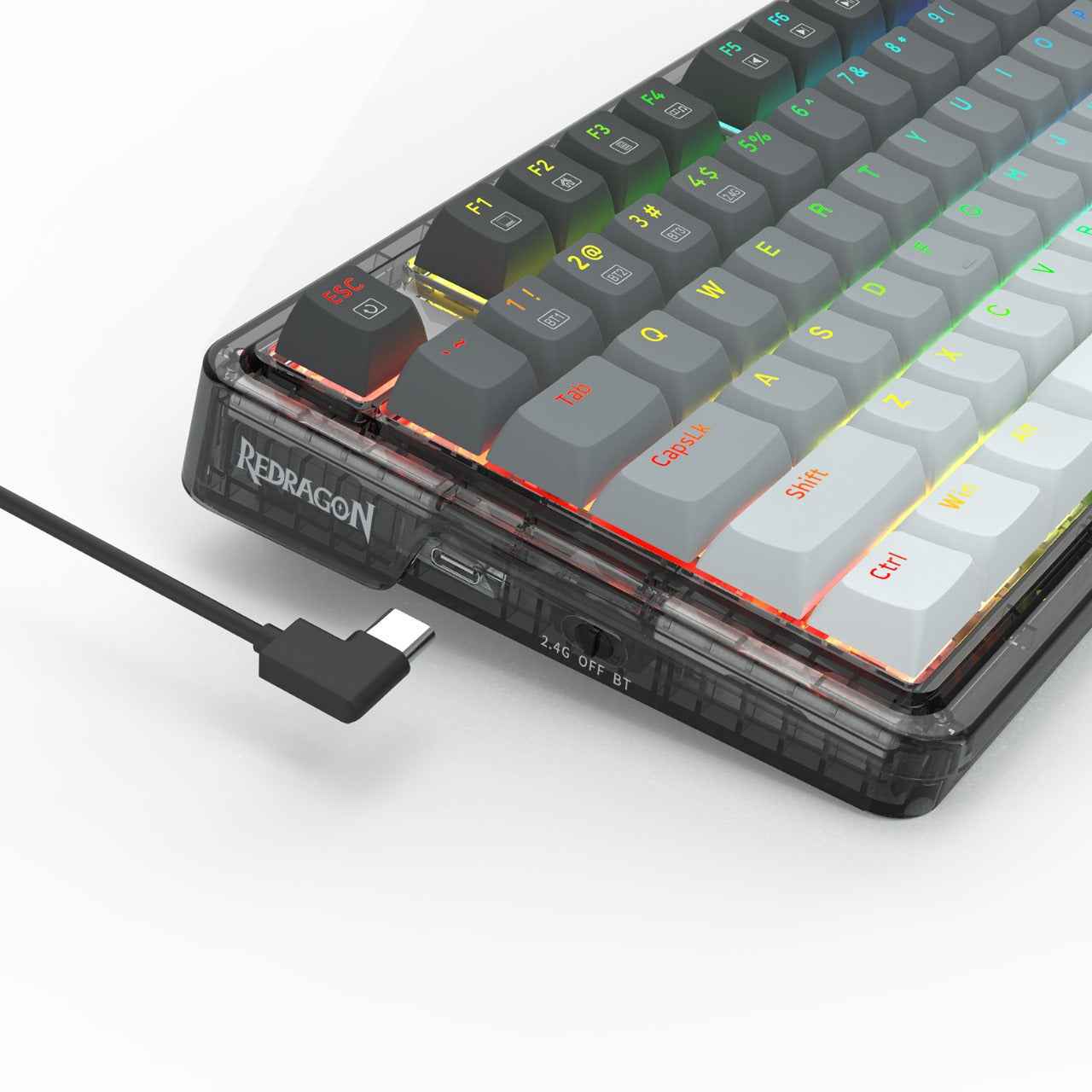 Redragon K673 Gg 75% Wireless Gasket Rgb Gaming Keyboard, 3-modes 81 Keys Pbt