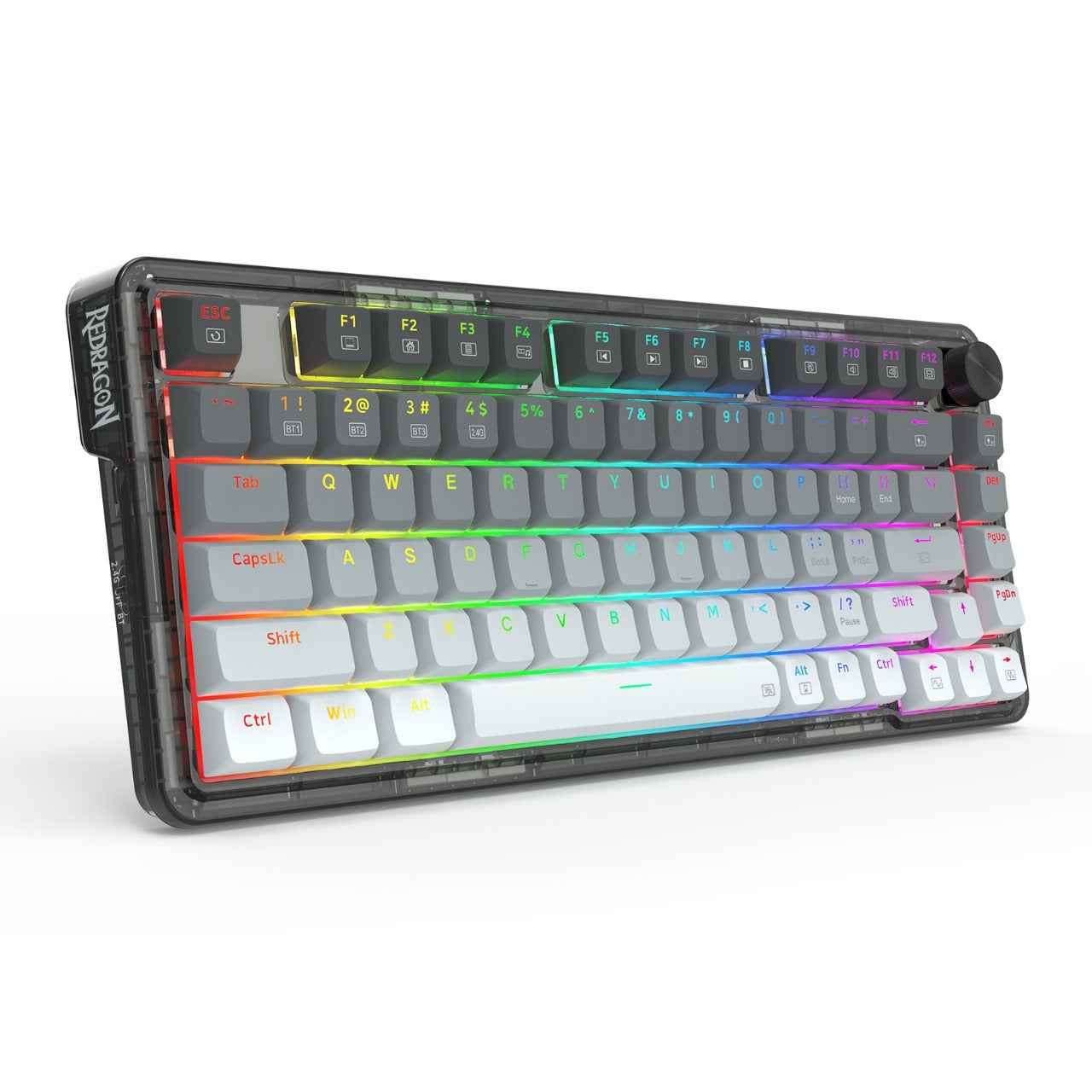 Redragon K673 Gg 75% Wireless Gasket Rgb Gaming Keyboard, 3-modes 81 Keys Pbt