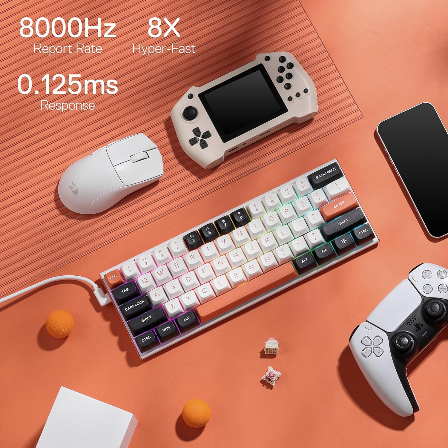 Redragon K683 Rapid Trigger he Gaming Keyboard, 60% 61 Keys Wired Mechanical Keyboard W/hyper-fast Actuation Polling Rate