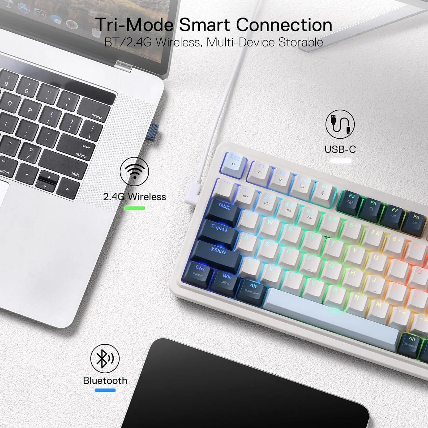 Redragon k686 pro 98 keys wireless gasket rgb gaming keyboard - gradient black - keyboard