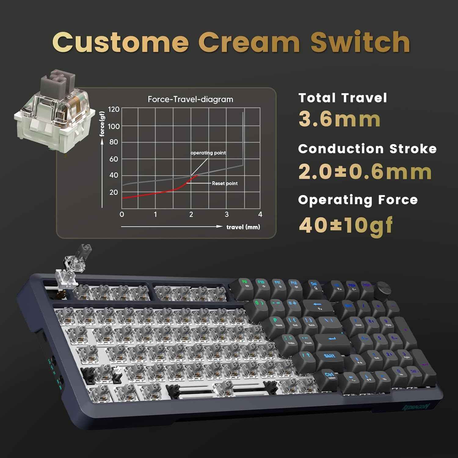 Redragon K688 Wireless Mechanical Keyboard, 3 Mode Gasket Mounted Rgb Gaming