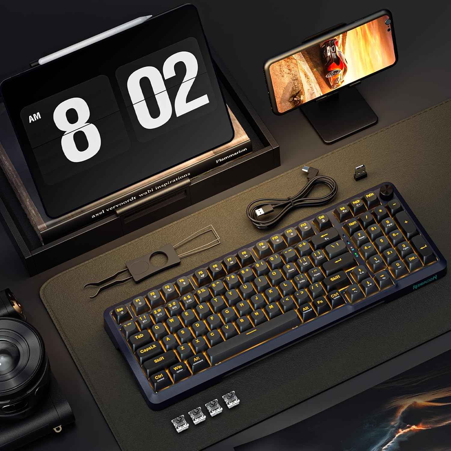 Redragon K688 Wireless Mechanical Keyboard, 3 Mode Gasket Mounted Rgb Gaming