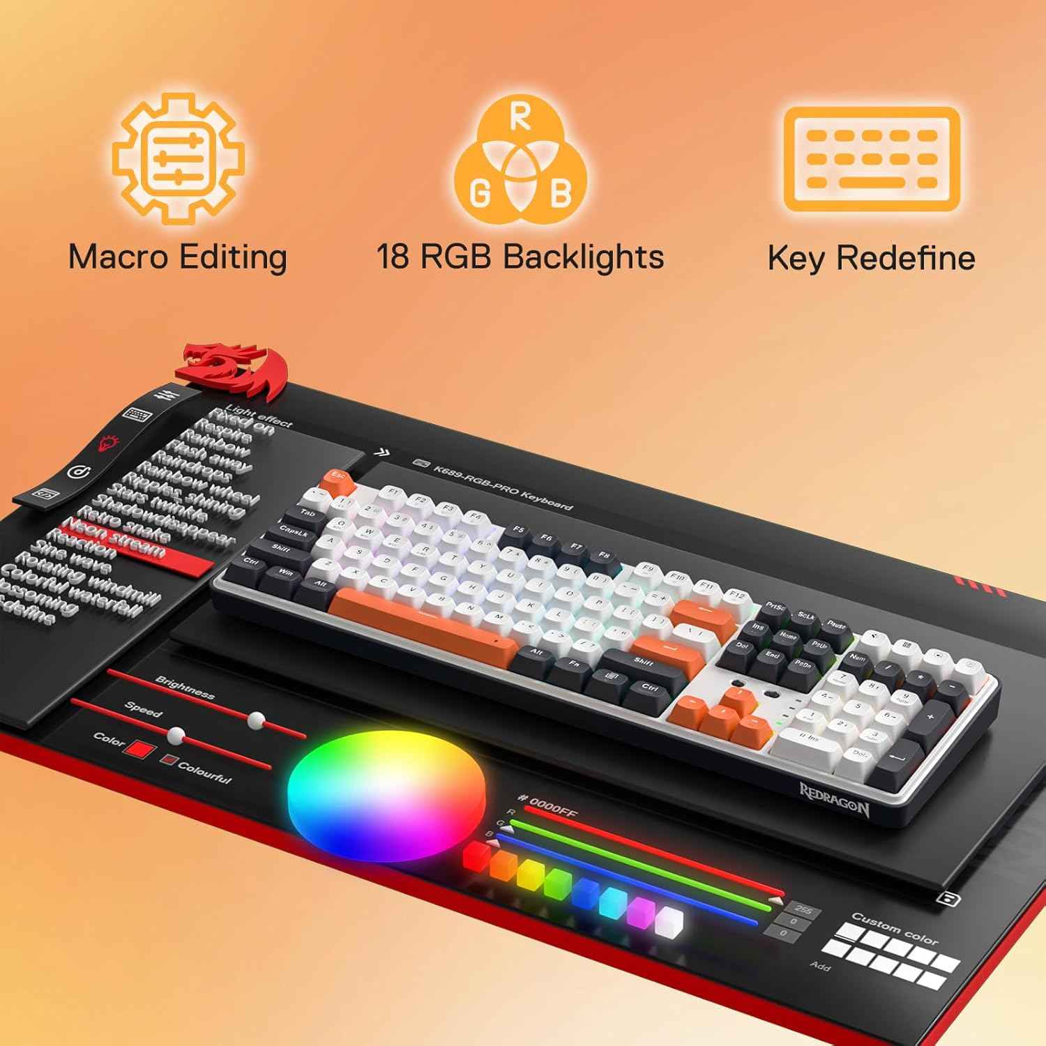 Redragon K689 Pro Wireless Gasket Rgb Gaming Keyboard, 104 Keys + Extra 4