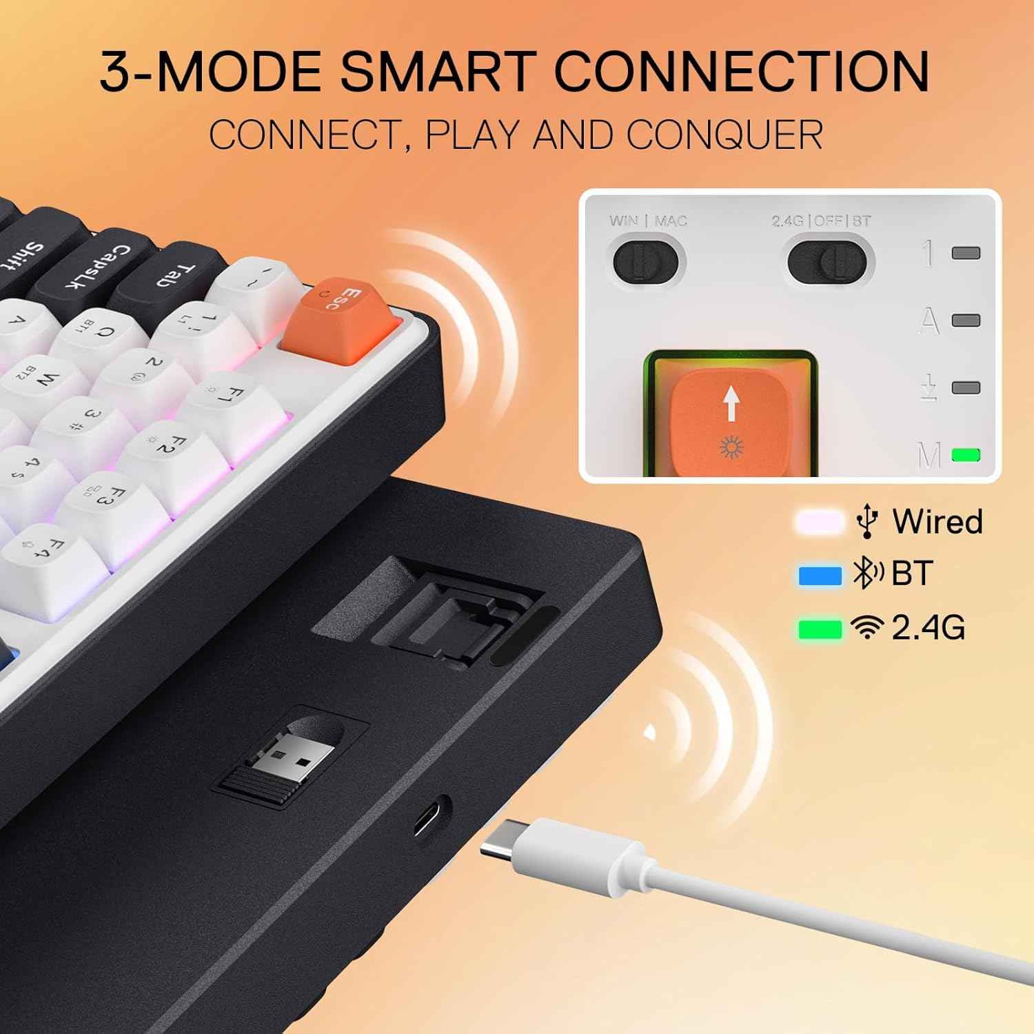 Redragon K689 Pro Wireless Gasket Rgb Gaming Keyboard, 104 Keys + Extra 4