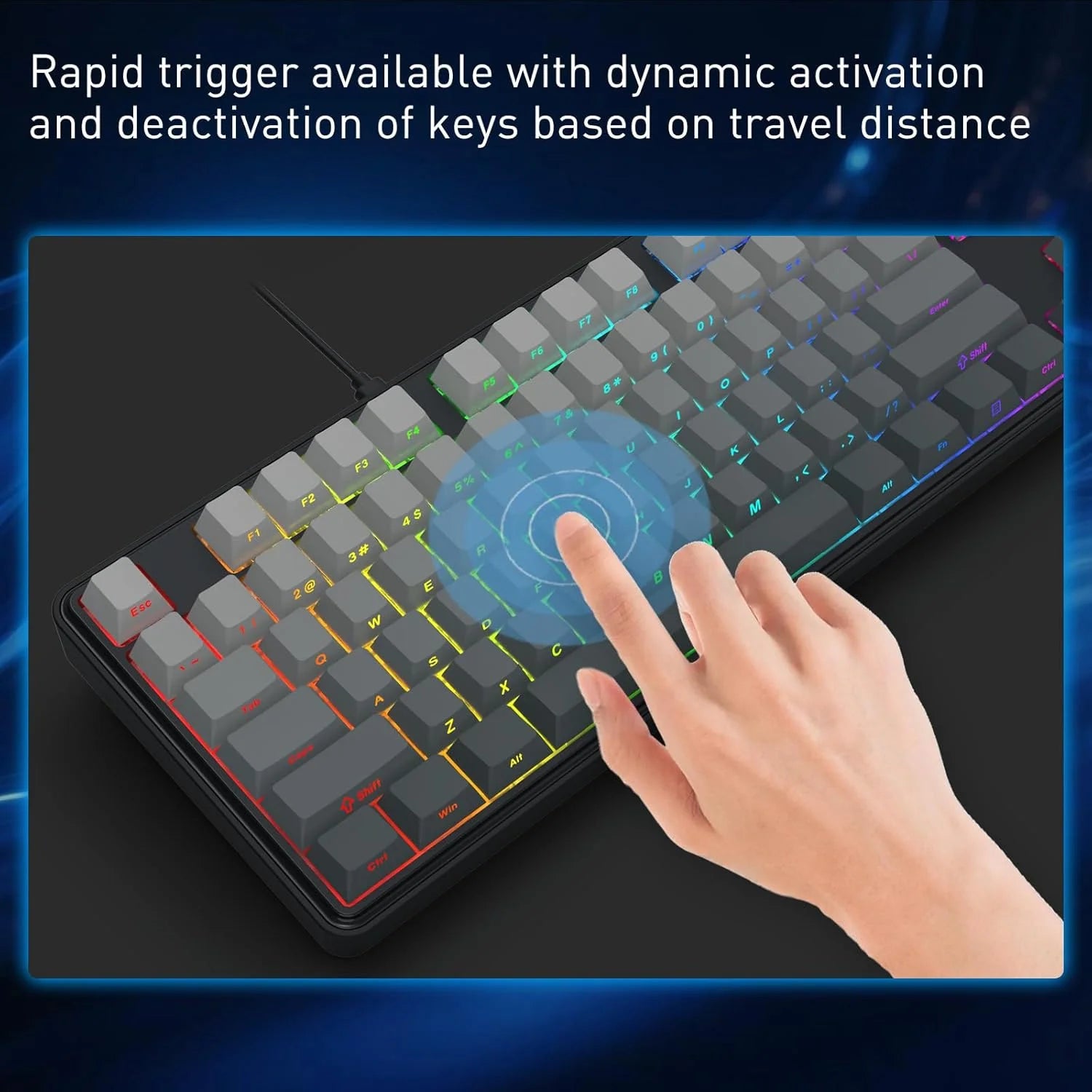 Redragon k707 he rapid trigger gaming keyboard 87 keys tkl wired mechanical keyboard w/hyper-fast actuation hall effect