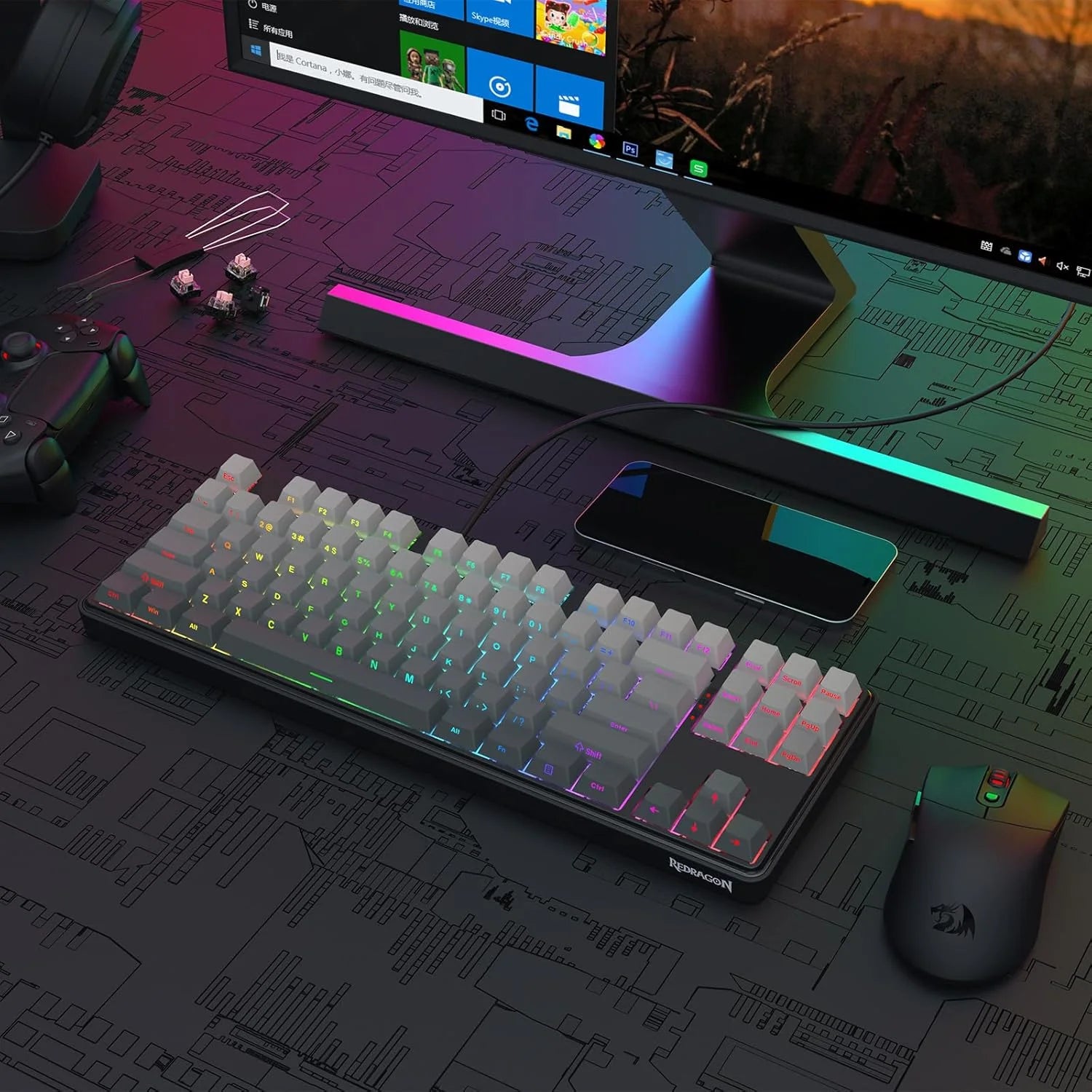 Redragon k707 he rapid trigger gaming keyboard 87 keys tkl wired mechanical keyboard w/hyper-fast actuation hall effect