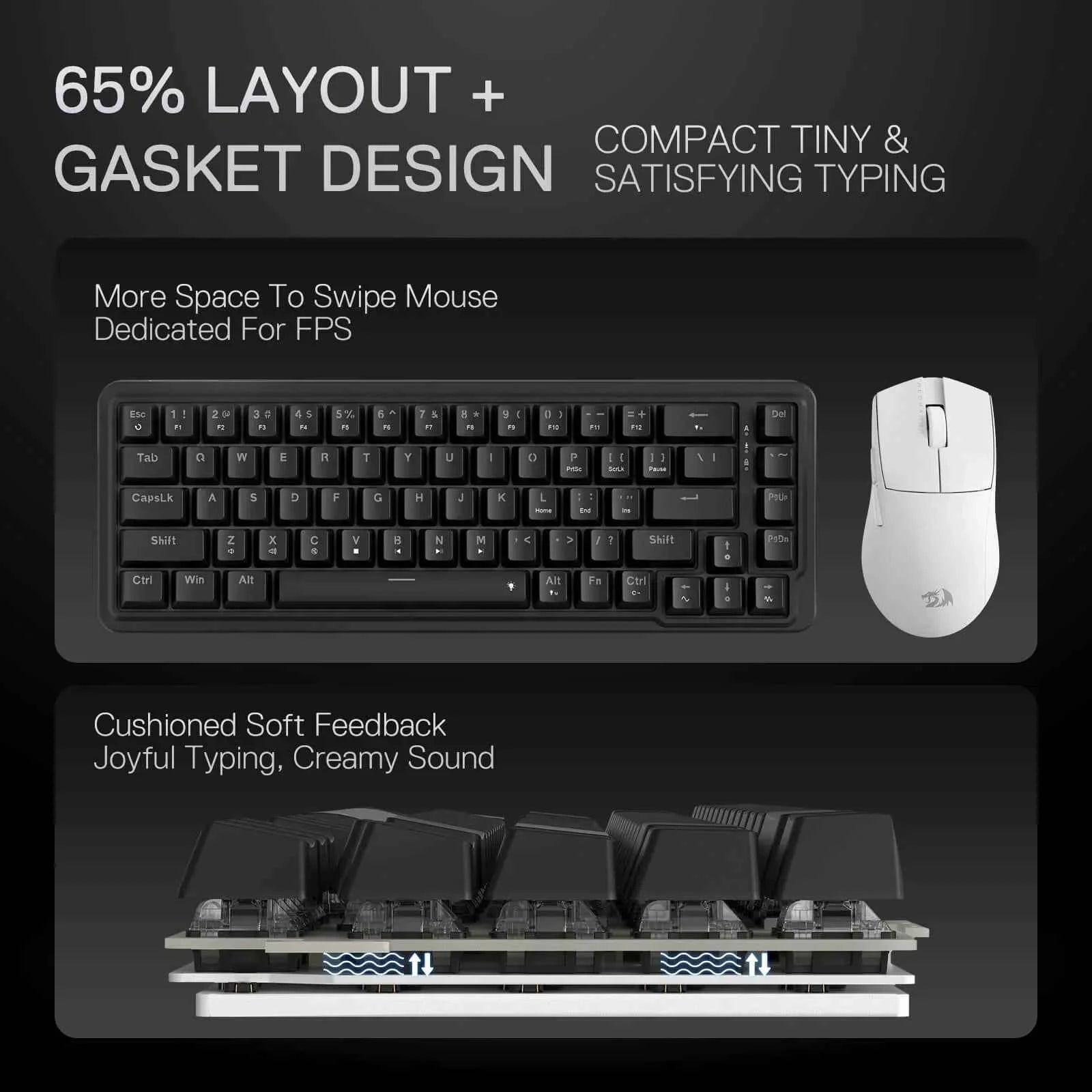 Redragon K709 65% Wired Gasket Rgb Gaming Keyboard