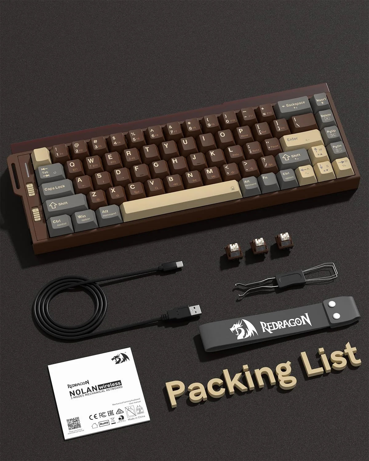 Redragon k752 wireless mechanical keyboard 60% gasket mount gaming keyboard with rgb backlit creamy sound tri-mode