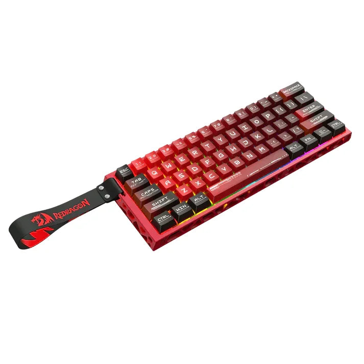 Redragon k753 he rapid trigger gaming keyboard 60% 61 keys wired mechanical keyboard w/hype-red hollowed-out aluminum