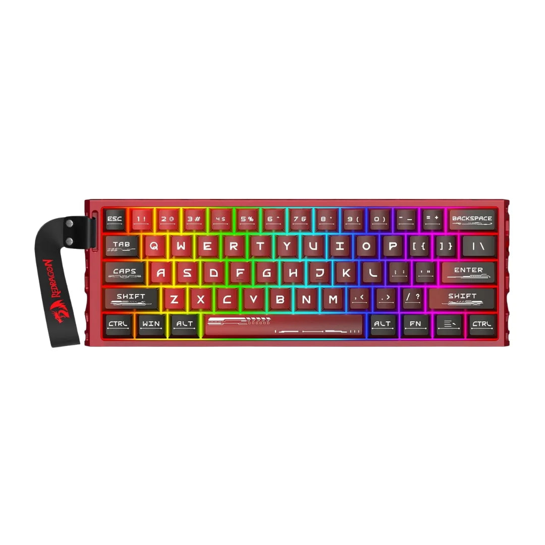 Redragon k753 he rapid trigger gaming keyboard 60% 61 keys wired mechanical keyboard w/hype-red hollowed-out aluminum