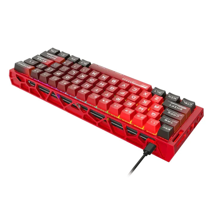Redragon k753 he rapid trigger gaming keyboard 60% 61 keys wired mechanical keyboard w/hype-red hollowed-out aluminum