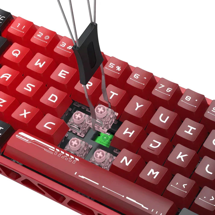 Redragon k753 he rapid trigger gaming keyboard 60% 61 keys wired mechanical keyboard w/hype-red hollowed-out aluminum