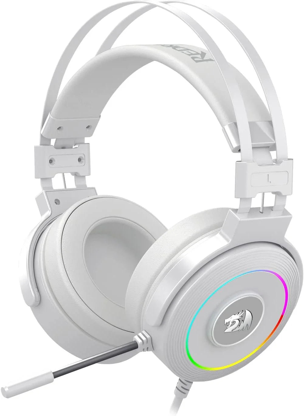 Redragon lamia 2 h320 white usb rgb gaming headset w/stand