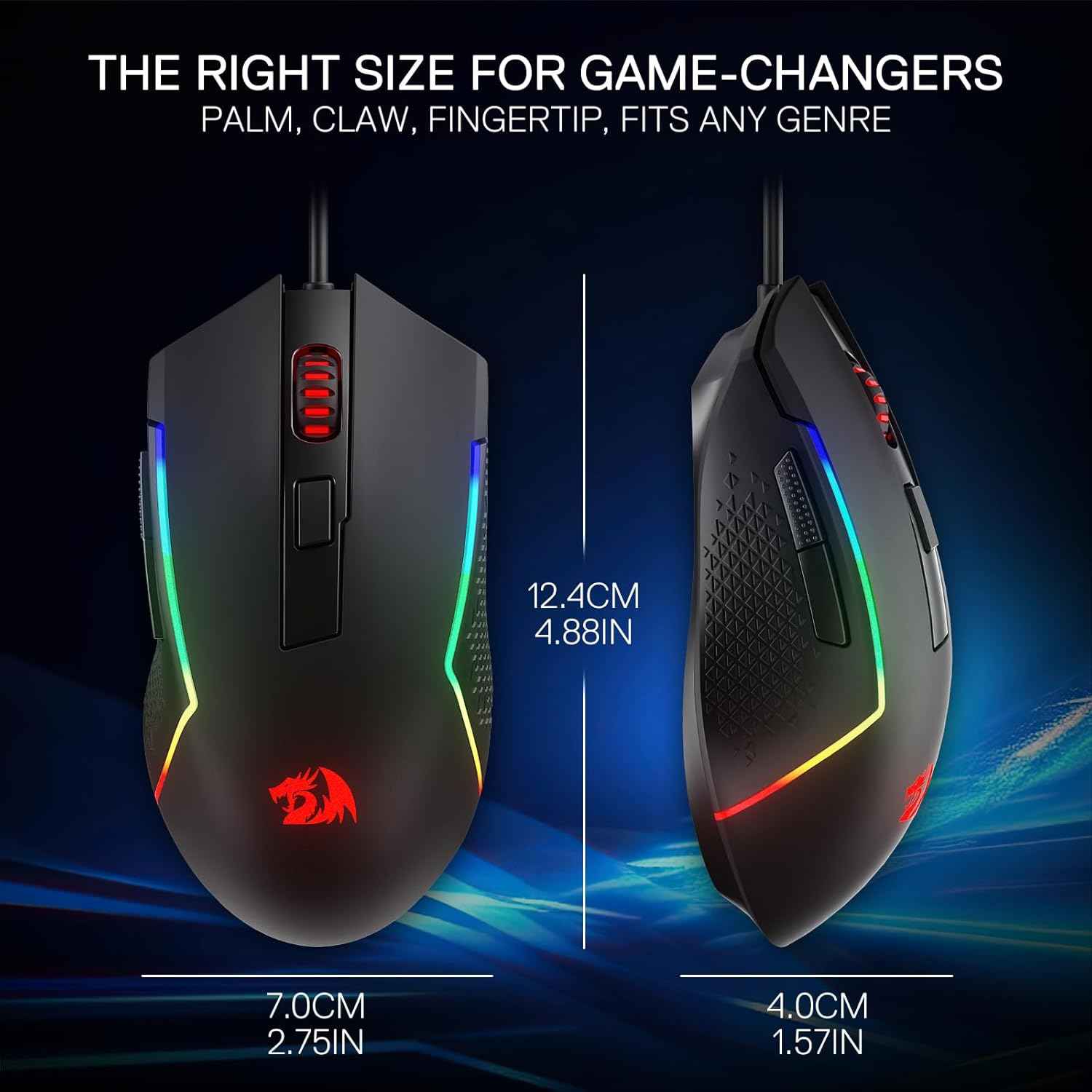Redragon M616 Rgb Gaming Mouse, 10000 Dpi Wired Optical Mouse with 6