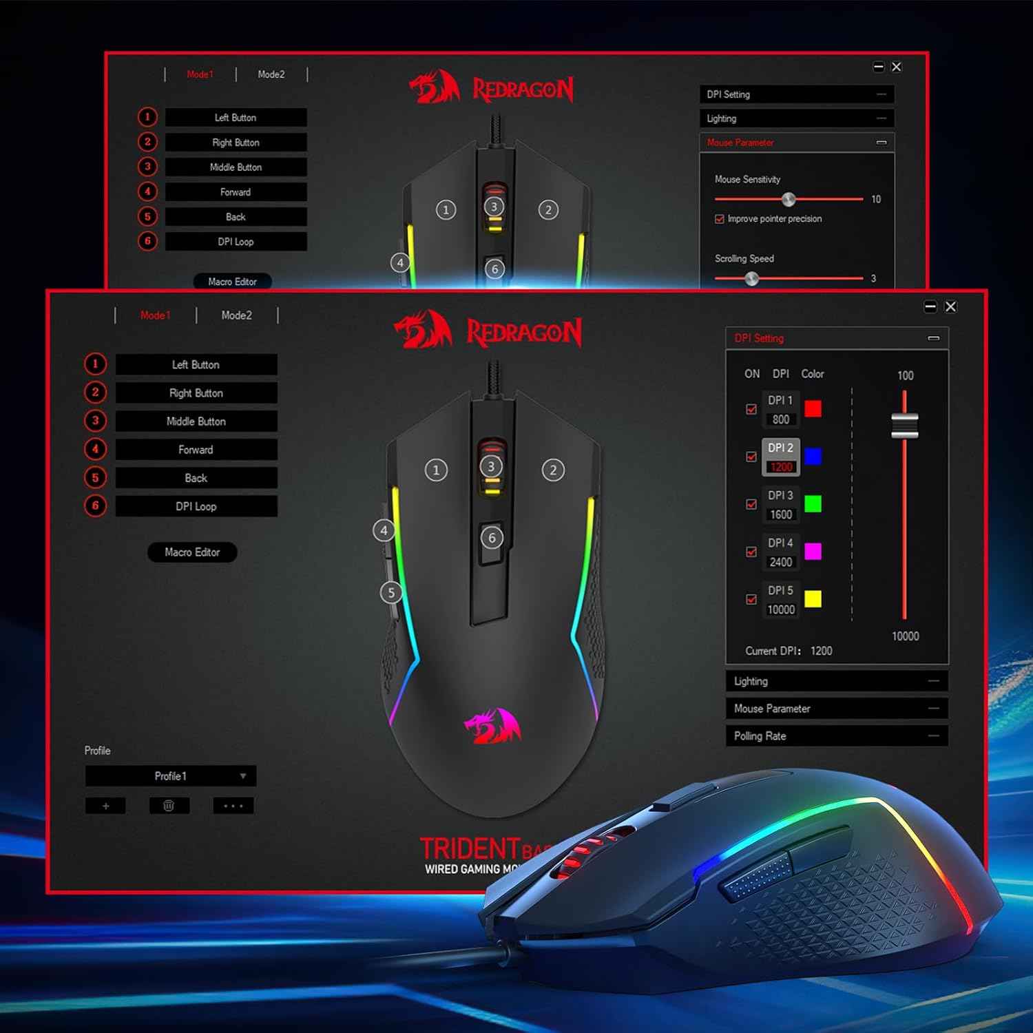 Redragon M616 Rgb Gaming Mouse, 10000 Dpi Wired Optical Mouse with 6
