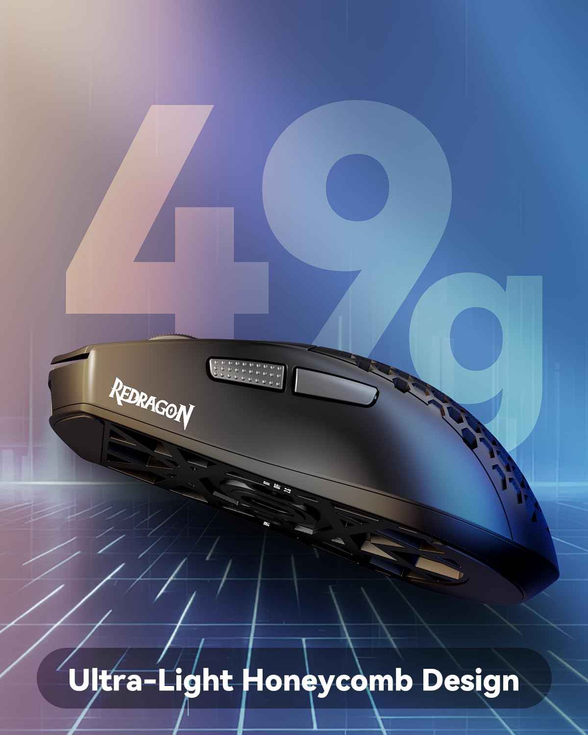 Redragon M725 Honeycomb Shell Gaming Mouse Wireless, Ultra Lightweight 49g,