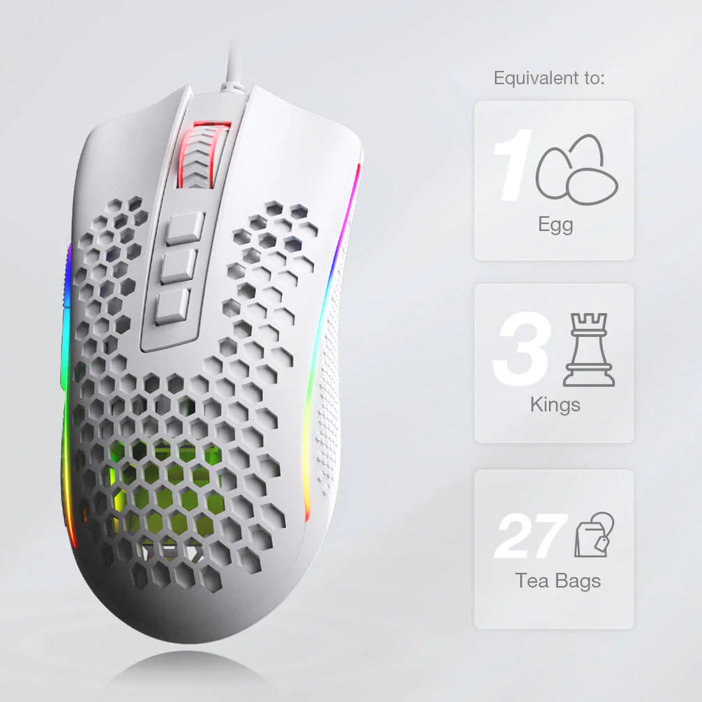 Redragon M808 Storm White Lightweight Rgb Gaming Mouse - Gameonjo