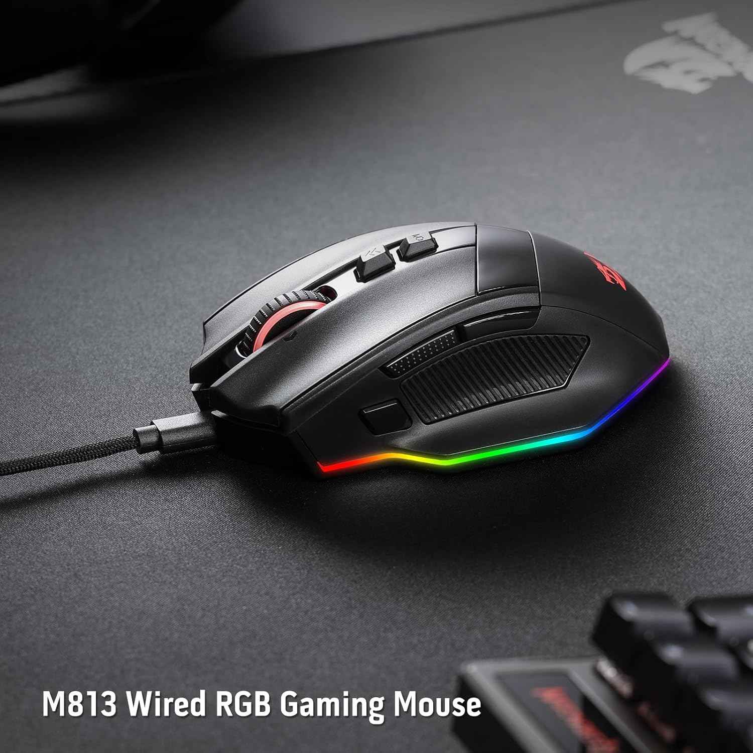 Redragon M813 Rgb Wired Gaming Mouse with 4d Dual Mode Scroll Wheel, Ergonomic