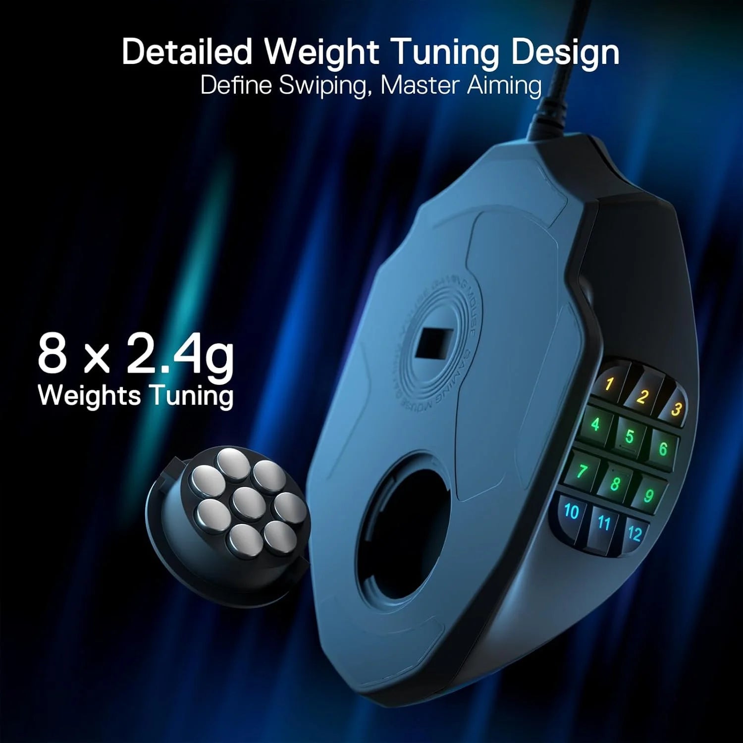 Redragon m908 impact rgb led mmo gaming mouse with 12 side buttons optical wired ergonomic mouse with max 12,400dpi