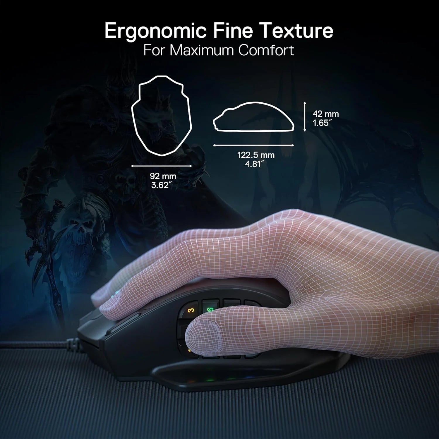 Redragon m908 impact rgb led mmo gaming mouse with 12 side buttons optical wired ergonomic mouse with max 12,400dpi