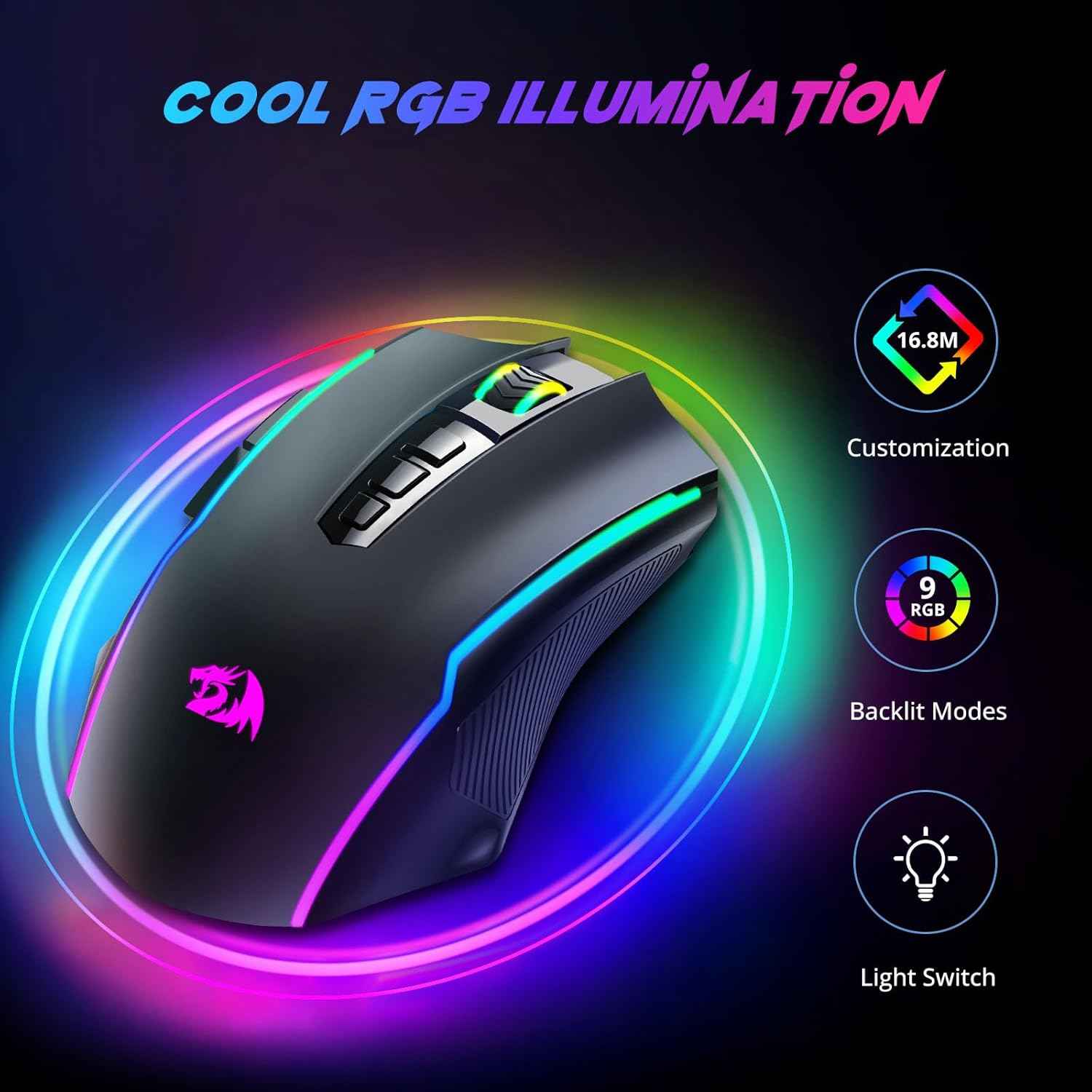Redragon M910 Pro Gaming Mouse, Wireless Mouse Gaming with 8000 Dpi, Pc Gaming