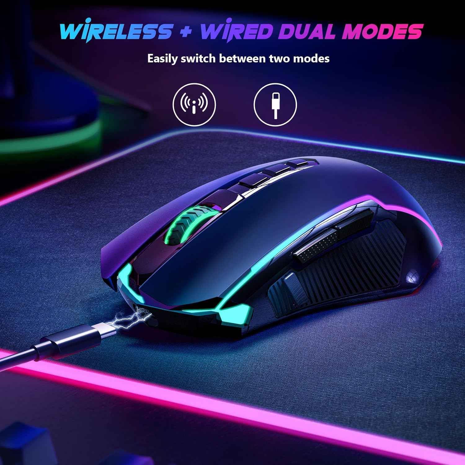Redragon M910 Pro Gaming Mouse, Wireless Mouse Gaming with 8000 Dpi, Pc Gaming